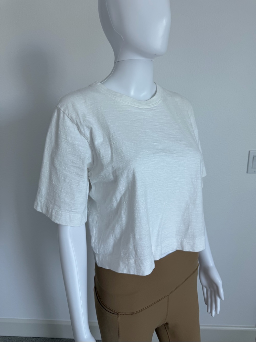 Maeve White Cropped Crewneck Tee